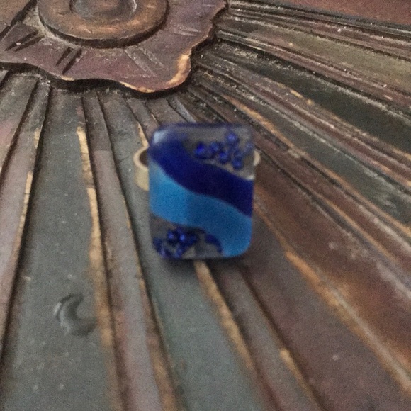 Adjustable glass ring, blue - Picture 4 of 12